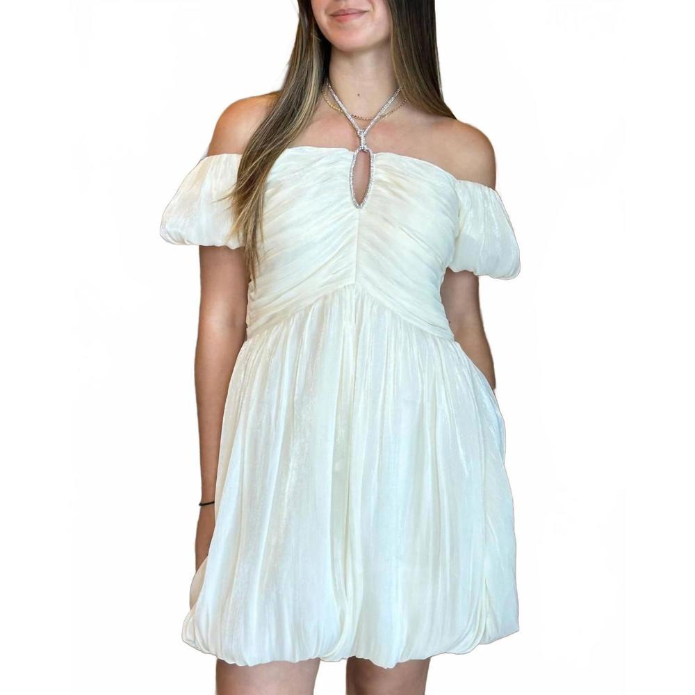 NEW INA FASHION rhinestone short dress in ivory